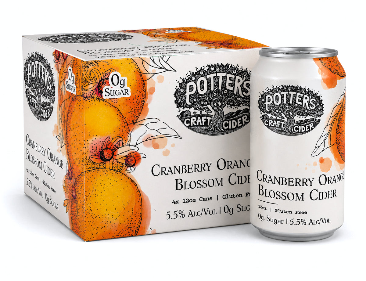 Potter's Cranberry Orange Blossom Cider 4pk Cans bottle